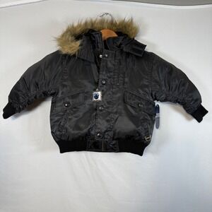 Vintage Kmart Extreme Limit Kids Black Down Filled Hooded Bomber Jacket 4/5‎